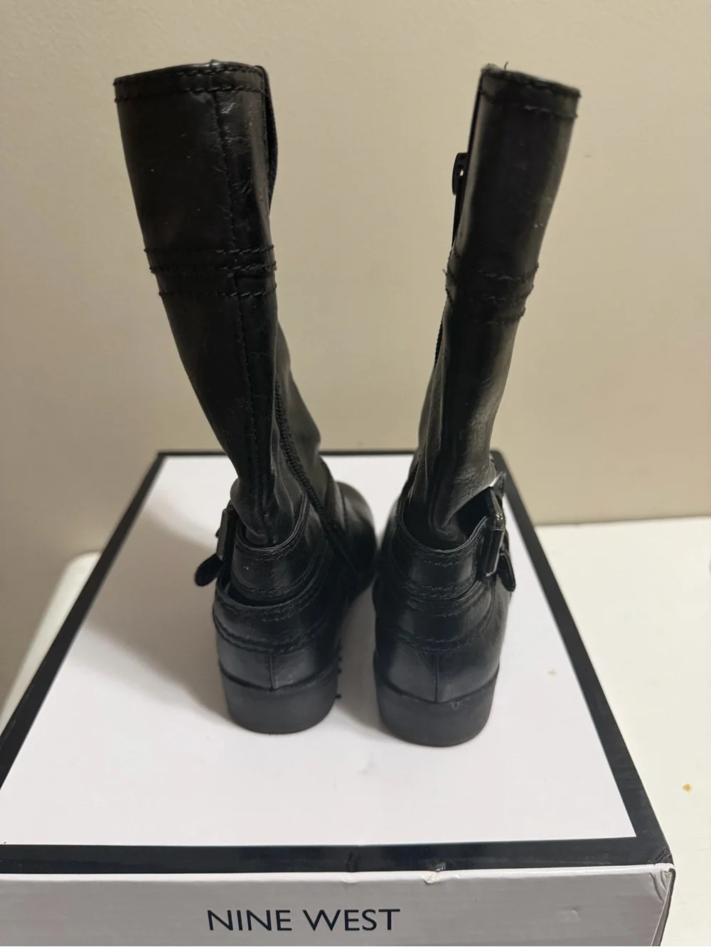 Nine West Girls Sassy Tran Black Riding Boots Girls Size 7M